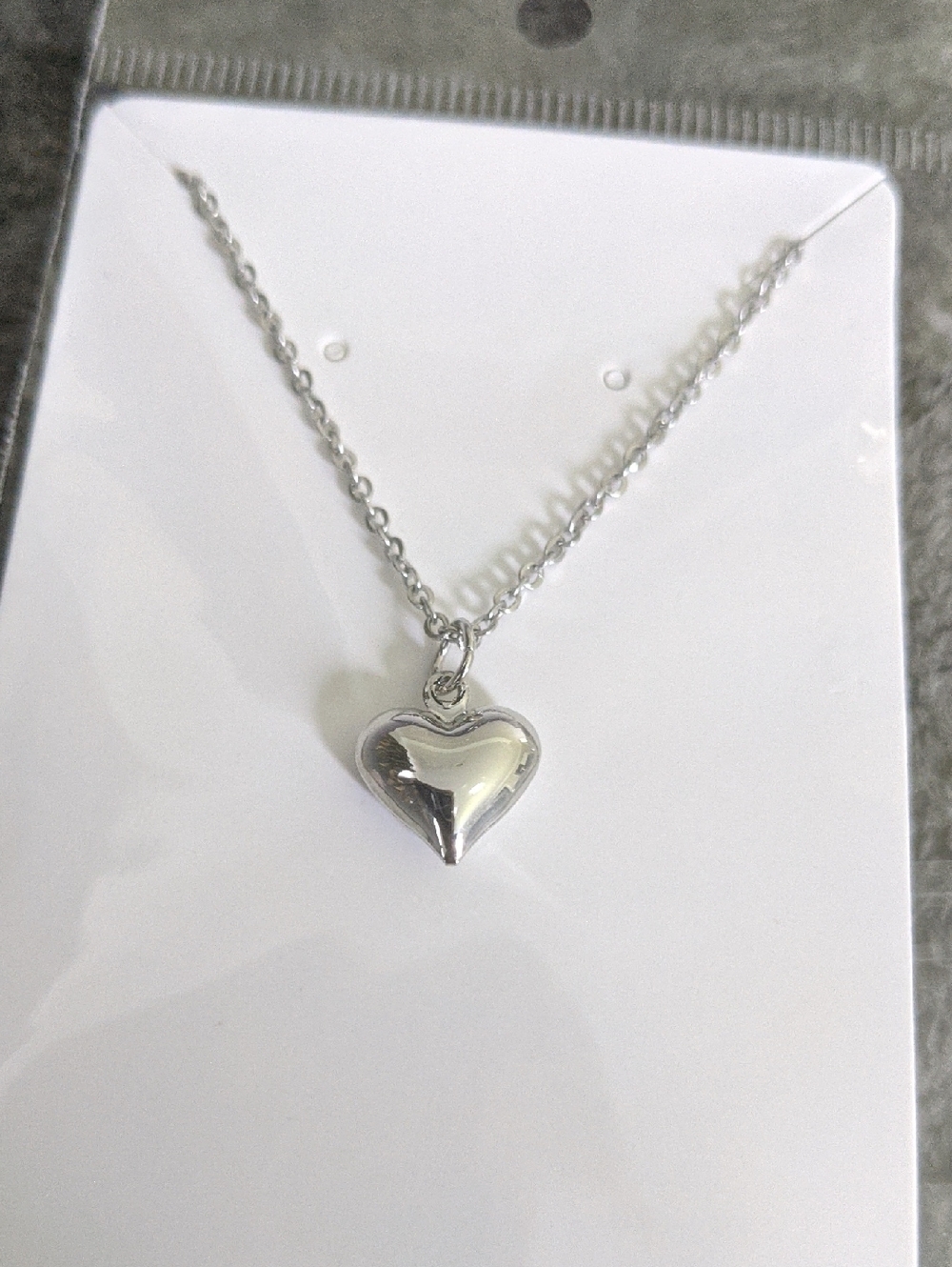 Stainless Steel Heart Pendant Necklace - Silver